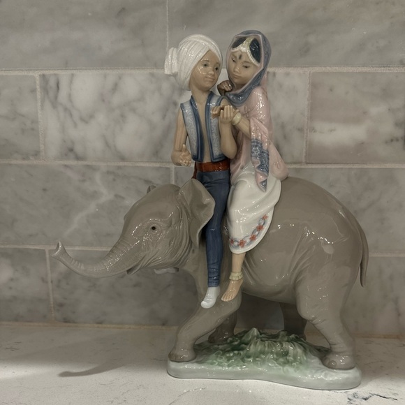 Lladro Other - Lladro Indian Hindu Children on Elephant Figurine